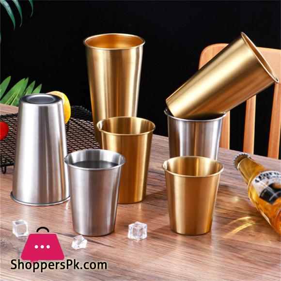 Golden Water Glass Stainless Steel Metal Glass Coffee Tumbler Drinking Coffee Tea Mug