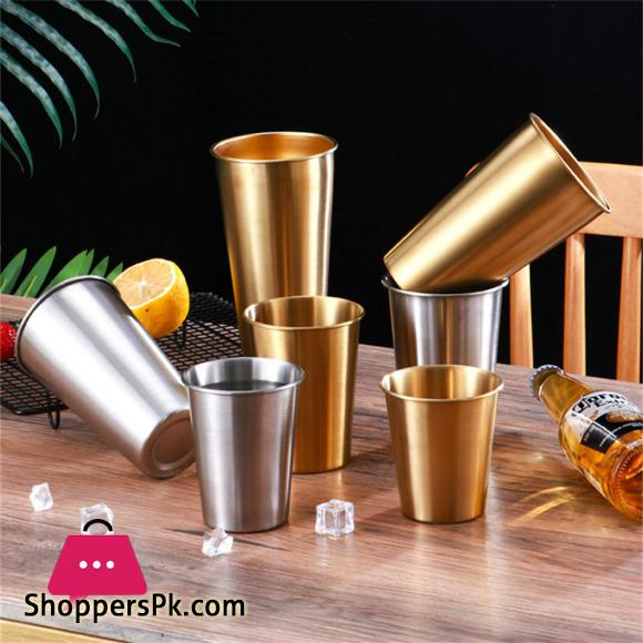 Golden Water Glass Stainless Steel Metal Glass Coffee Tumbler Drinking Coffee Tea Mug