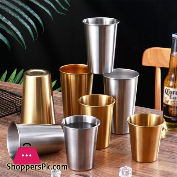 Golden Water Glass Stainless Steel Metal Glass Coffee Tumbler Drinking Coffee Tea Mug