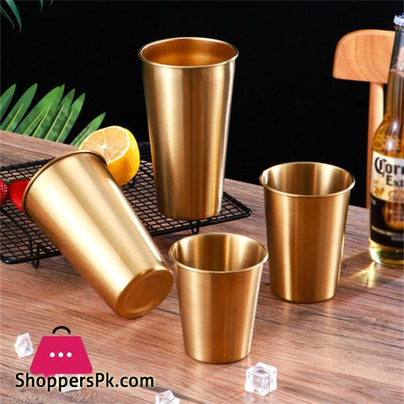 Golden Water Glass Stainless Steel Metal Glass Coffee Tumbler Drinking Coffee Tea Mug