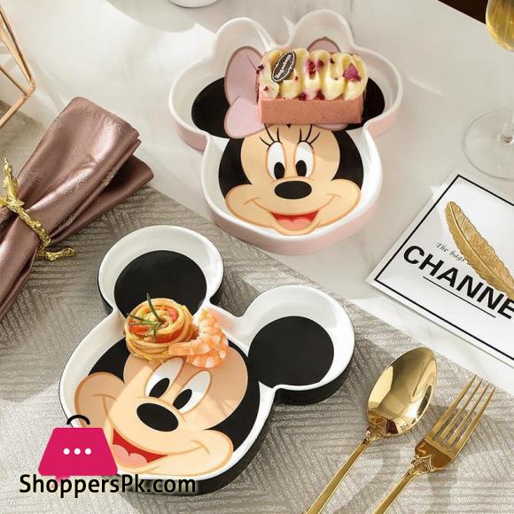 Disney Mickey & Minnie Ceramic Dish Cute Cartoon Meal Tray Microwave Oven Resistant Fruit Plate