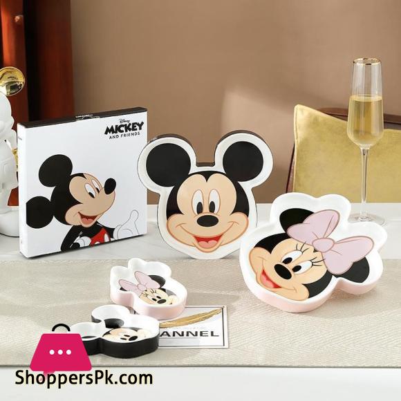 Disney Mickey & Minnie Ceramic Dish Cute Cartoon Meal Tray Microwave Oven Resistant Fruit Plate
