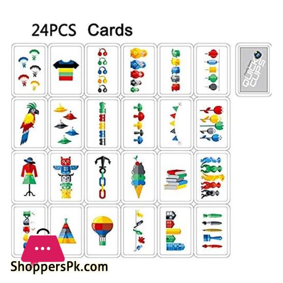 Quick Cups Games for Kids,Classic Speed Cup Game for Parent-Child Interactive Stacking Cups Game with 24 Picture Cards, 30 Cups (6 Sets of 5 Colors Each), Bell &Instructions