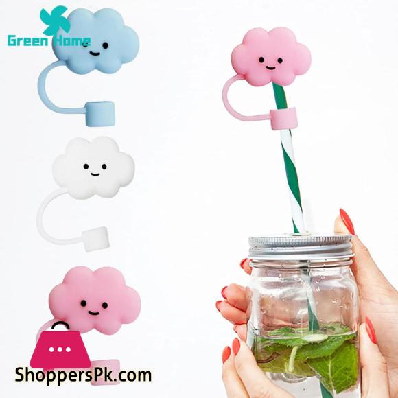 Straw Cover Silicone Straw Cover Topper Cloud Smiley Face