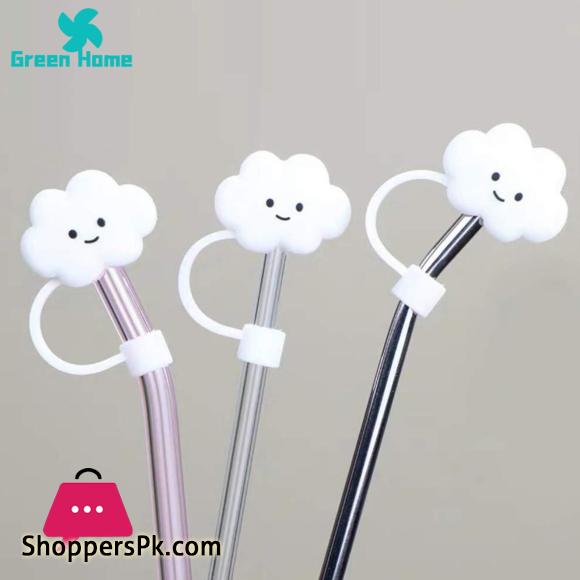 Straw Cover Silicone Straw Cover Topper Cloud Smiley Face