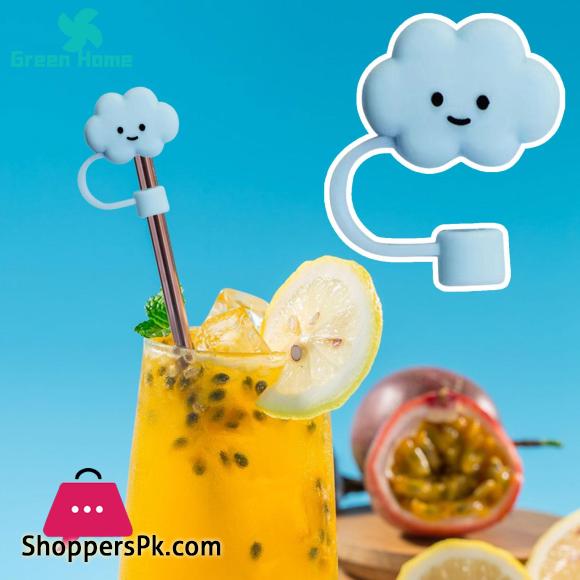 Straw Cover Silicone Straw Cover Topper Cloud Smiley Face