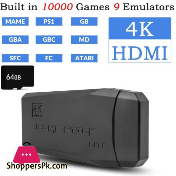 Wireless Retro Game Console, Plug and Play Video Game Stick Built in 10000+ Games,9 Classic Emulators, 4K High Definition HDMI Output for TV with Dual 2.4G Wireless