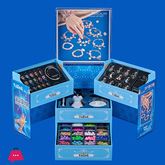 Diy Handmade Beaded Jewelry Box Childrens Crystal Gem Beads Kit For Girls