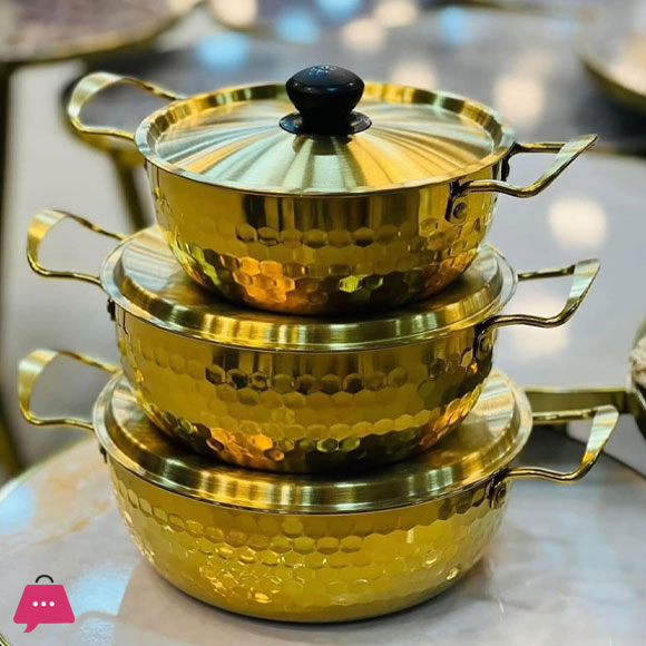 Golden Cooking Pot Hammer Pattern with Cover Special Pot for Golden Instant Noodle Pot for Cooking 24CM