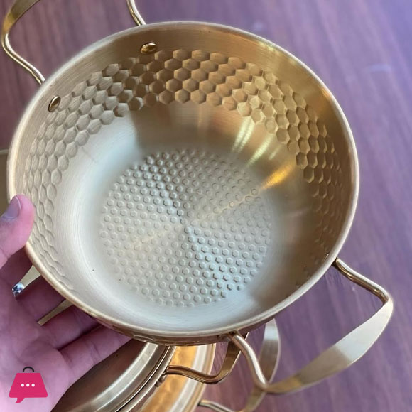Golden Cooking Pot Hammer Pattern with Cover Special Pot for Golden Instant Noodle Pot for Cooking 20CM