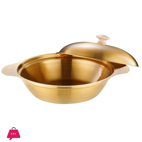 Golden Cooking Pot with Handle Stainless Steel Pots Kitchen Accessory - 18CM