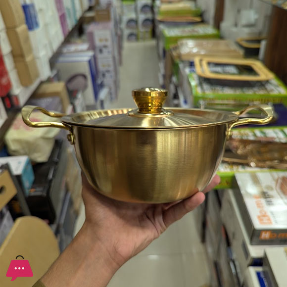 Golden Pot Koreanstyle Noodle Pot with Double Handles Cooking Soup Pot stainless Steel -18CM