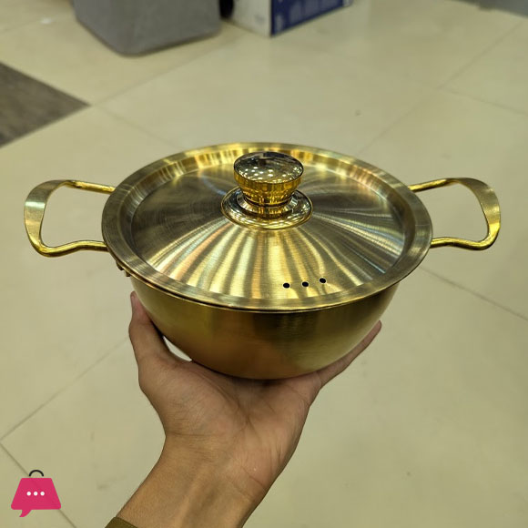 Golden Pot Koreanstyle Noodle Pot with Double Handles Cooking Soup Pot stainless Steel -18CM