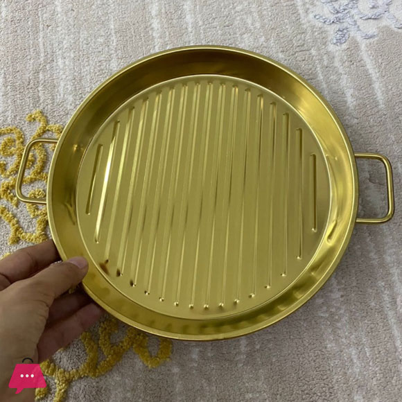 Golden Steak Style Platter Round Rustproof Dinner Plate 9.5 Inch