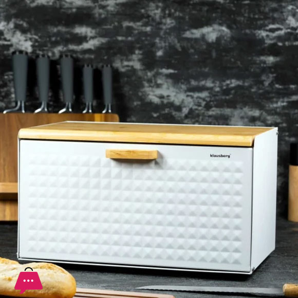 Hausroland Stainless Steel & Wooden Bread Box