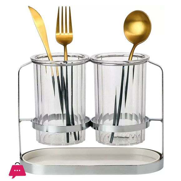 Kitchen Utensil Holder for Countertop, Utensil Cup With Tray, Removable Cups