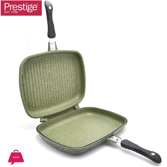 Prestige Double Fry Pan Double-Sided Non-Stick Griddle Pan Foldable Flipping Grill Frying Pan 32cm - 80973
