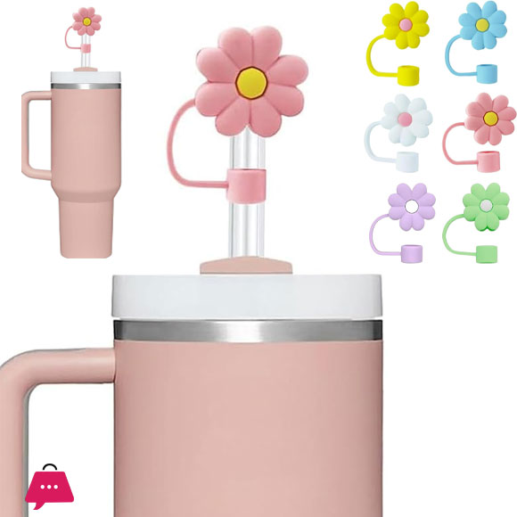 Protective Silicone Straw Cover Reusable Silicone Straw Covers 3D Flower