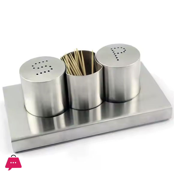 Stainless Steel Salt and Pepper With Toothpick Holder