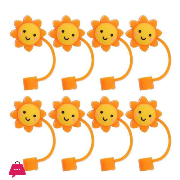 Straw Cover Silicone Straw Cover Smily Sun