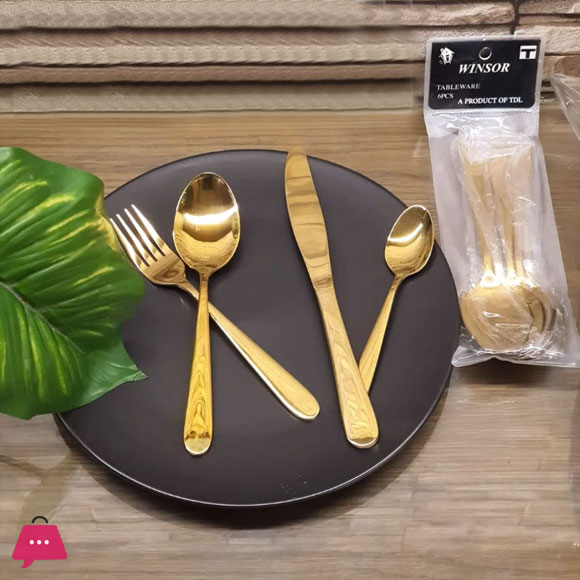 Winsor Tableware Stainless Steel Tea Spoon Golden (Pack of 6)