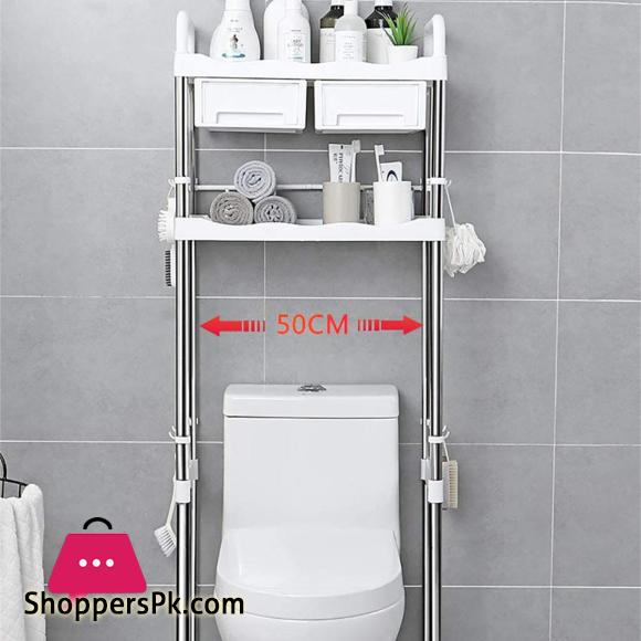 2 Tier Toilet Rack Cabinet Shelves for Shampoo Holder Shower Bathroom Kitchen Space Saver Shelf Organizer Holder