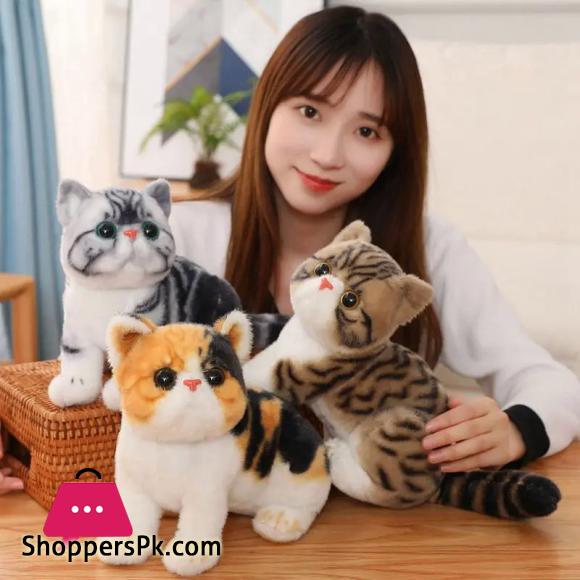26cm Lifelike Cats Plush Toy Simulation American Shorthair Stuffed Doll Cute Kitty Pet Toys Kids Home Decor Girls Birthday Gifts