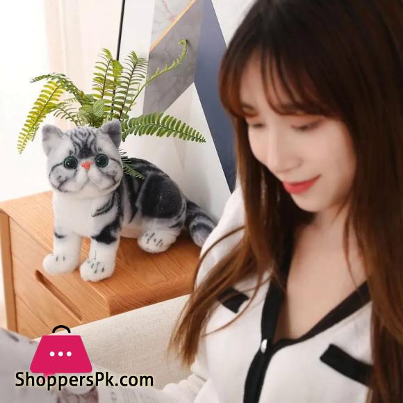 26cm Lifelike Cats Plush Toy Simulation American Shorthair Stuffed Doll Cute Kitty Pet Toys Kids Home Decor Girls Birthday Gifts