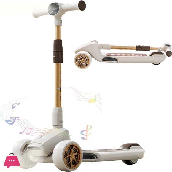 3 Wheel Kids Scooter Flashing Wheels Scooter for Kids 4 Height Adjustable Kids Toys for Age 2-13 Years Old Boys Girls Easy Folding