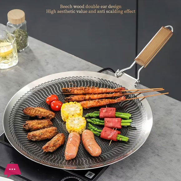 316 Laser Coated Honeycomb Stainless Steel Tawa 38CM