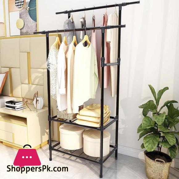 Clothes Rails Garment Racks for Hanging Clothes with Shelves Double Rods
