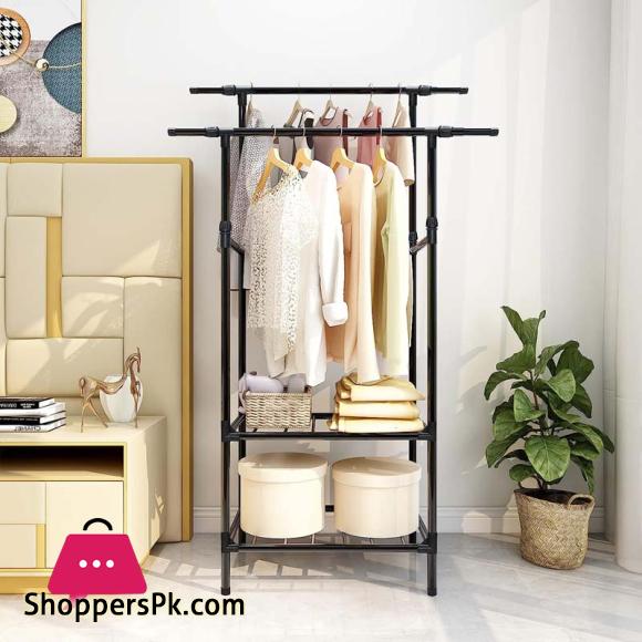 Clothes Rails Garment Racks for Hanging Clothes with Shelves Double Rods