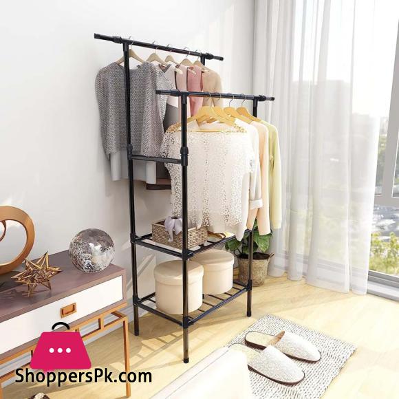 Clothes Rails Garment Racks for Hanging Clothes with Shelves Double Rods