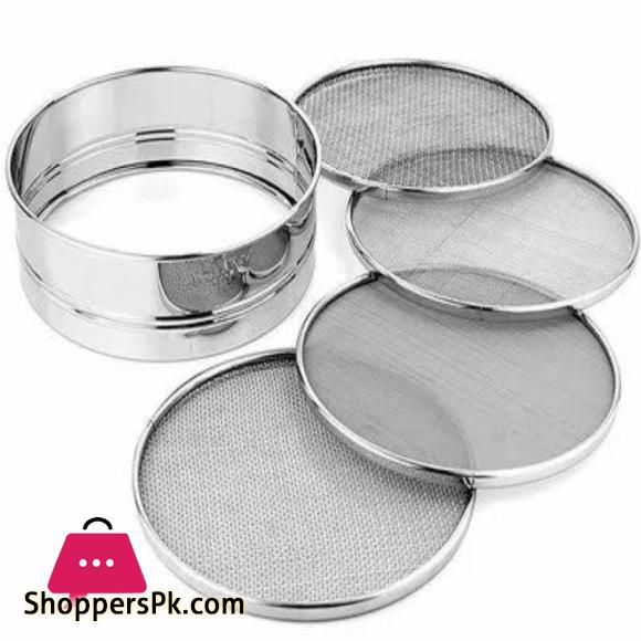 Flour Sieve Sifter Kitchen Colander Stainless Steel 4 in 1