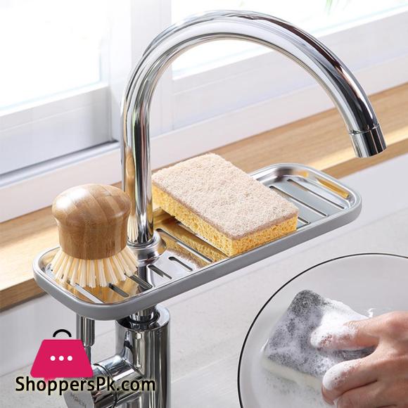 Kitchen Towel Rack For 1.6-2.7cm Pipe Sink Storage Rack Sponge Holder Steel Soap Organizer Kitchen Storage