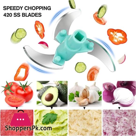 Manual Food Chopper Speedy Chopper with 3 Curved Stainless Steel Blades 2Liter