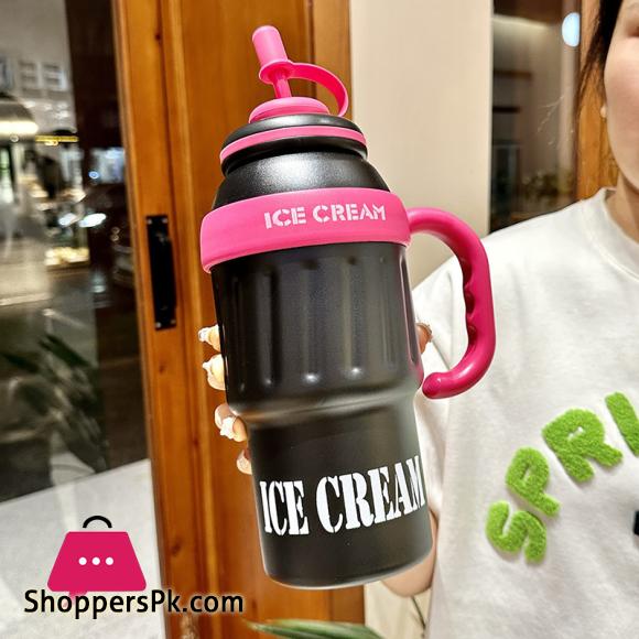 New Large Capacity Thermos Cup With Handle And Straw Stainless Stee Car Portable Travel Thermal Cup Big Mac Thermos Water Bottle - AliExpress 15