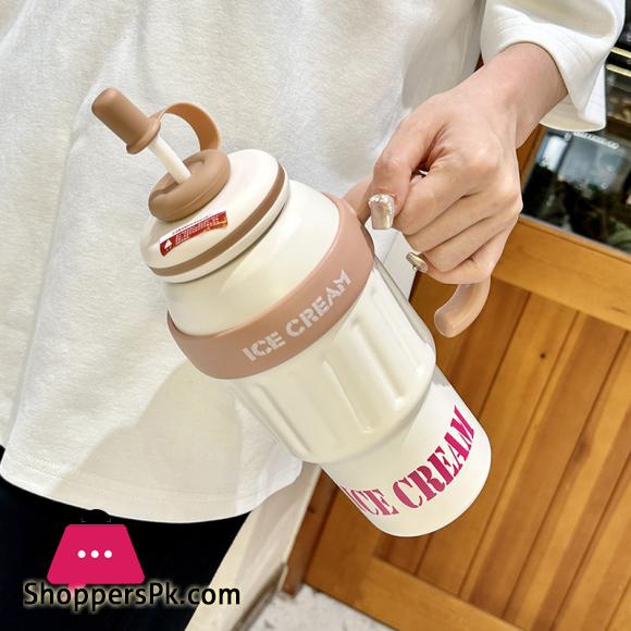 New Large Capacity Thermos Cup With Handle And Straw Stainless Stee Car Portable Travel Thermal Cup Big Mac Thermos Water Bottle - AliExpress 15