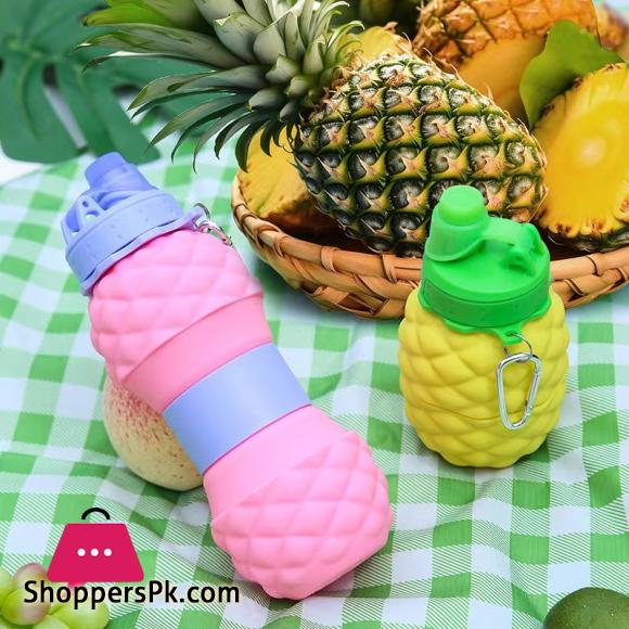 Pineapple shape foldable water bottle reusable silicone water bottle outdoor mountaineering travel portable hiking water cup - AliExpress 15