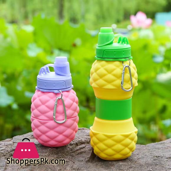 Pineapple shape foldable water bottle reusable silicone water bottle outdoor mountaineering travel portable hiking water cup - AliExpress 15