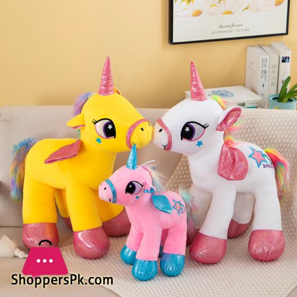 Rainbow Unicorn Doll Plush Toy Doll Soothing Rag Doll Pony Children and Girls Pillow 25CM