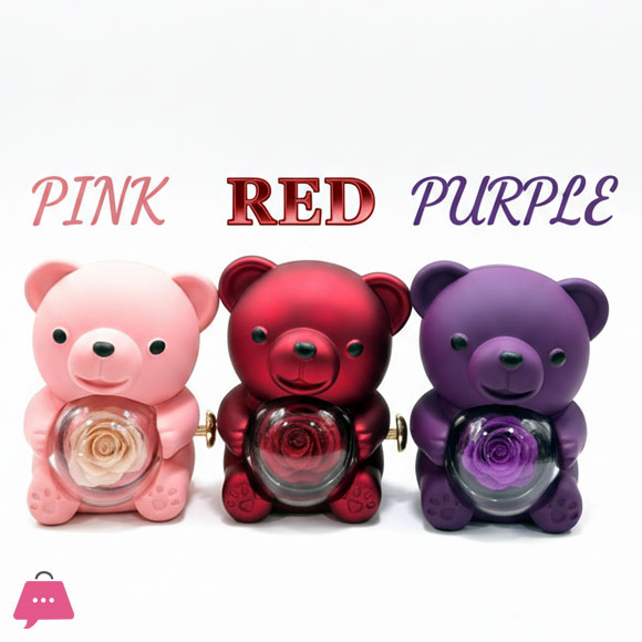 Rose Teddy Beax Valentine Wedding Storage Gift Case Cute Bear Gift Box