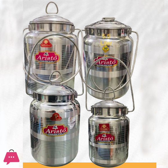 Aristo Indian Stainless Steel Horlics Barni Maggi - Rainbow Touch Outerlid With Handle 6.5 Ltr