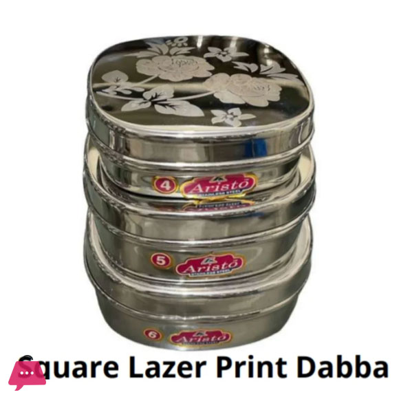 Aristo Indian Stainless Steel Square Shape Food Storage Box Laser Print Flower Fancy heavy 3pc
