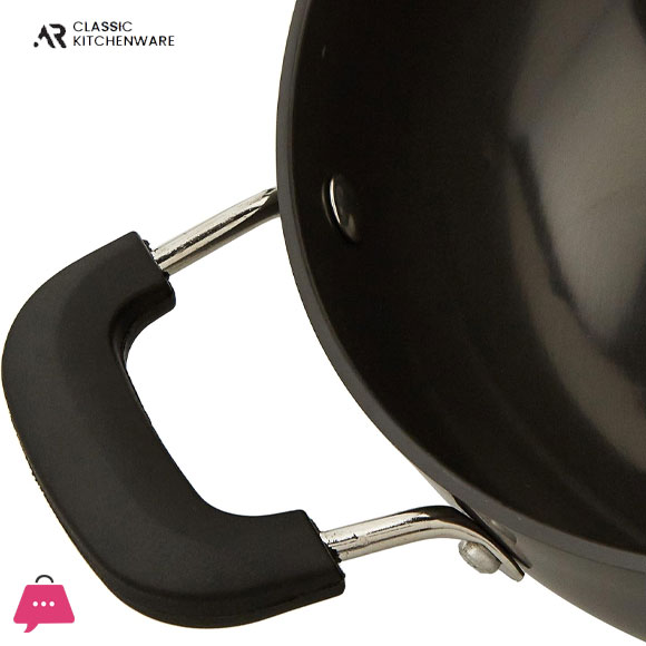 Classic Indian Aluminum Anodized Deep Kadai 2 Pcs