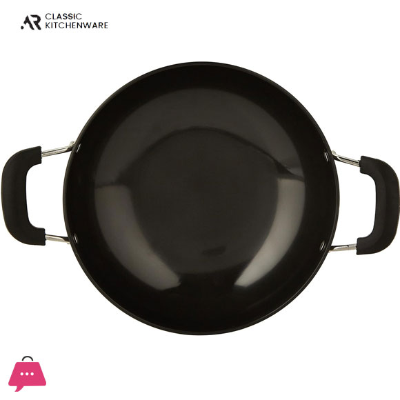 Classic Indian Aluminum Anodized Deep Kadai 2 Pcs