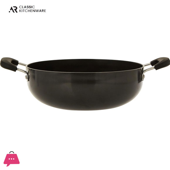 Classic Indian Aluminum Anodized Deep Kadai 2 Pcs