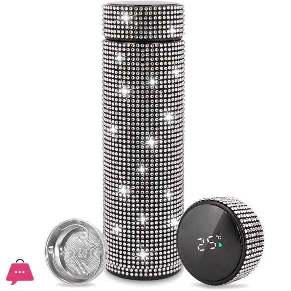 DIAMOND DISPLAY TEMPERATURE THERMOS CUP WATER BOTTLE