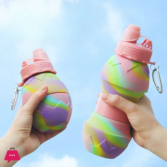 Eggshell Folding Water Cup Telescopic Sports Water Bottle New Silicone Cross-border