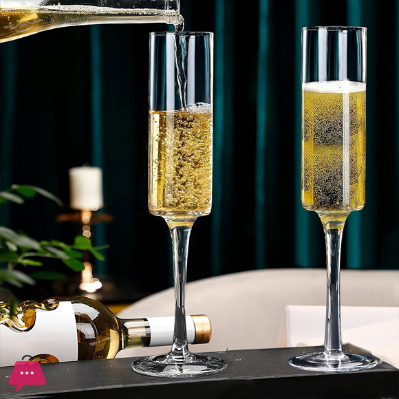 Flute Champagne Glasses Champagne Flute Glass for Home Bar,Wedding,Restaurant 200ml - Set of 6